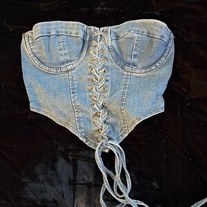 Denim corset top